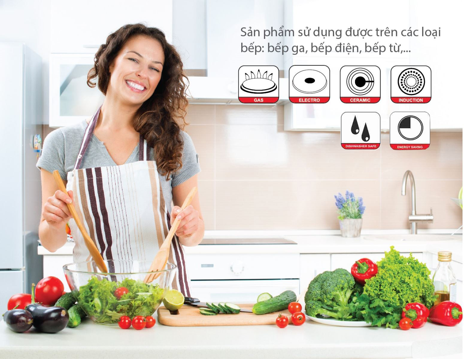 Bộ nồi inox 5 đáy Smartcook sử dụng được trên tất cả các loại bếp