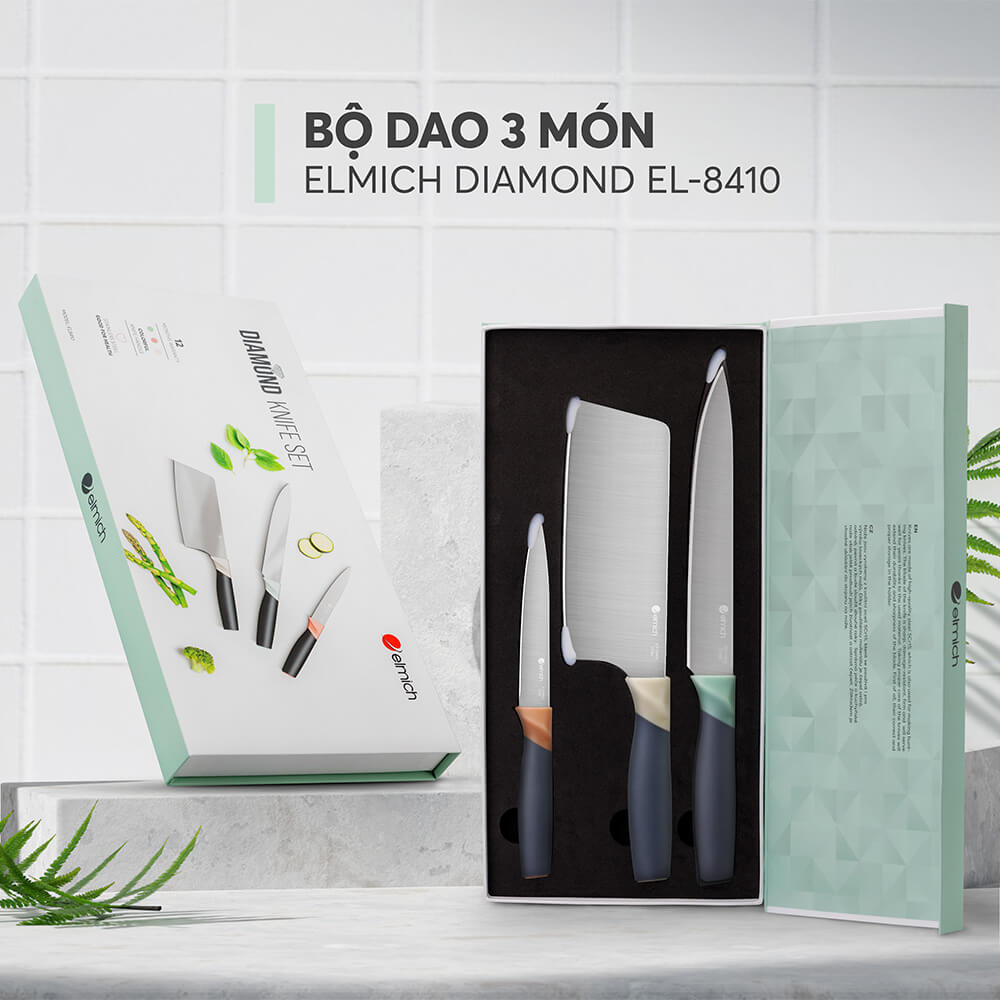 Bộ dao Diamond 3 món đóng hộp Elmich EL8410