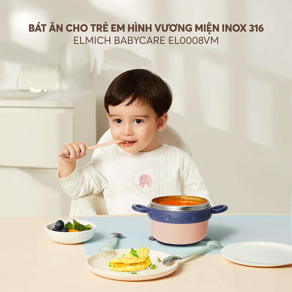 Bát ăn cho trẻ em hình vương miện inox 316 Elmich Babycare EL-0008VM