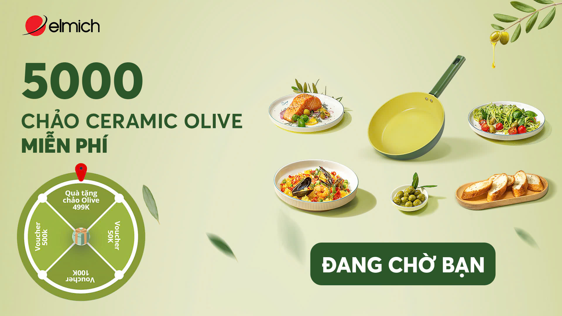 Chúc mừng các khách hàng đầu tiên trúng chảo ceramic Olive miễn phí từ Elmich