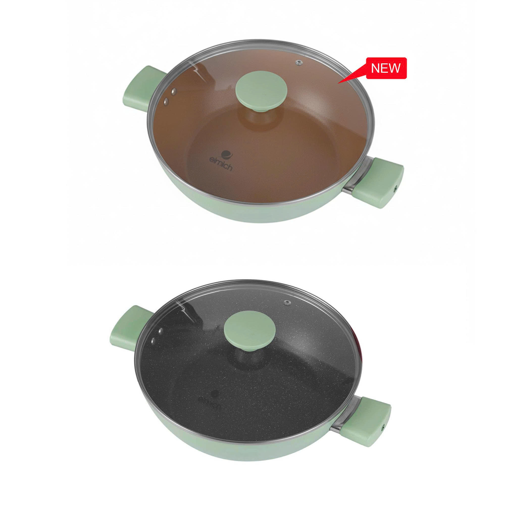 Nồi lẩu chống dính vân đá Elmich El-5553GY28 size 28cm