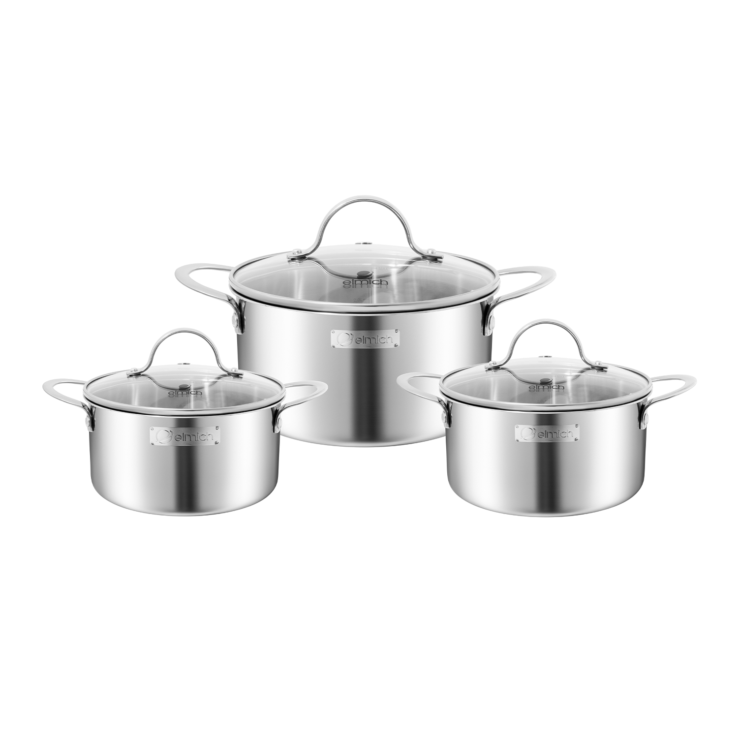 Bộ nồi inox liền khối Elmich EL2487IN01 Size 16, 20, 24cm