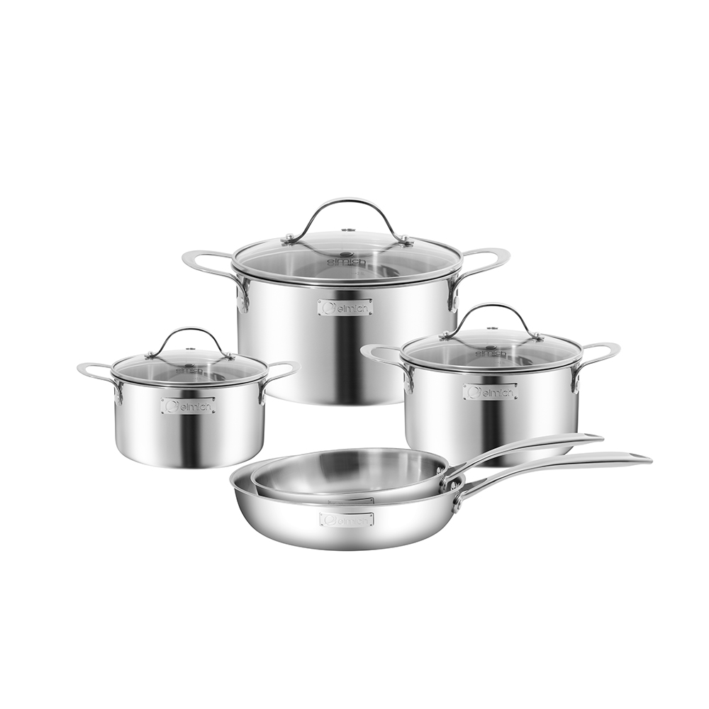 Bộ nồi inox liền khối Elmich Trimax EL2486IN01 Size 16, 20, 24, chảo 20, 24cm