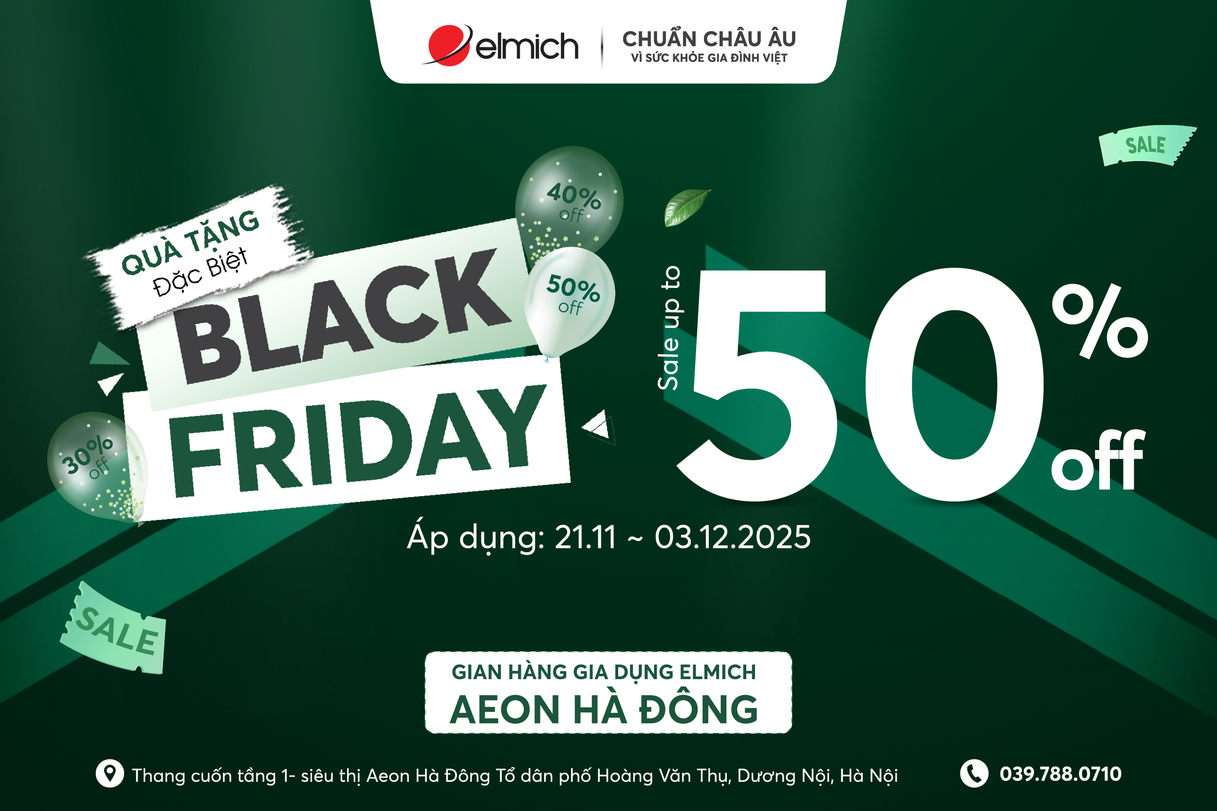 [BLACK FRIDAY – ELMICH x AEON HÀ ĐÔNG] ĐẠI TIỆC SALE ĐỈNH NÓC