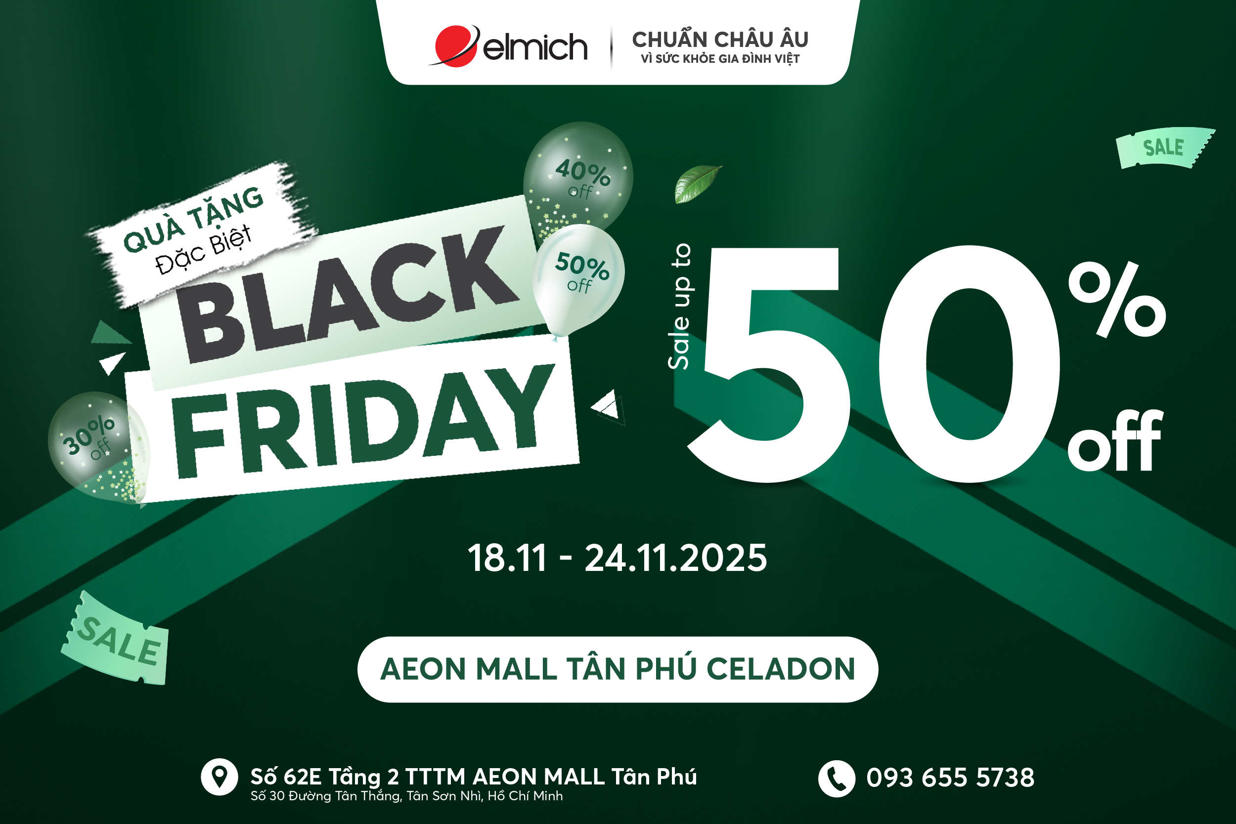 [ELMICH x AEON MALL TÂN PHÚ CELADON] BLACK FRIDAY – ĐẠI TIỆC SALE ĐỈNH NÓC