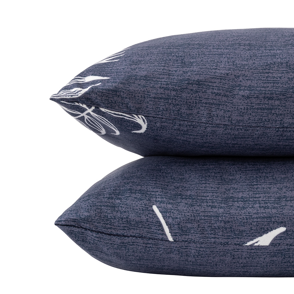 Combo 02 vỏ gối họa tiết in hoa cao cấp – Xanh Navy