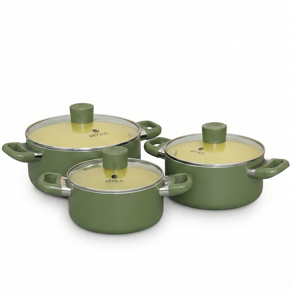 Bộ nồi chống dính Ceramic Elmich Olive EL5245OV01 size 18,20,24cm