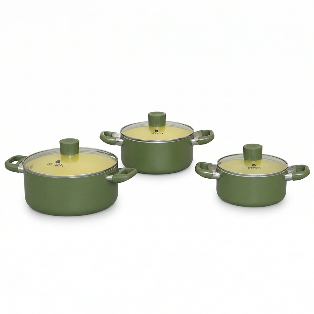 Bộ nồi chống dính Ceramic Elmich Olive EL5245OV01 size 18,20,24cm