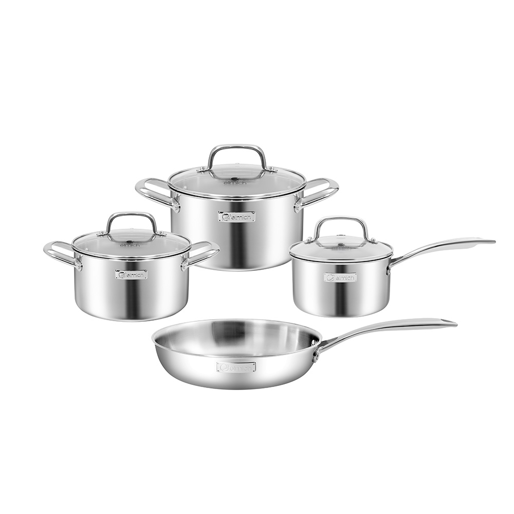 Bộ nồi inox liền khối Elmich EL2485IN02 size 16,20,24, chảo 26cm