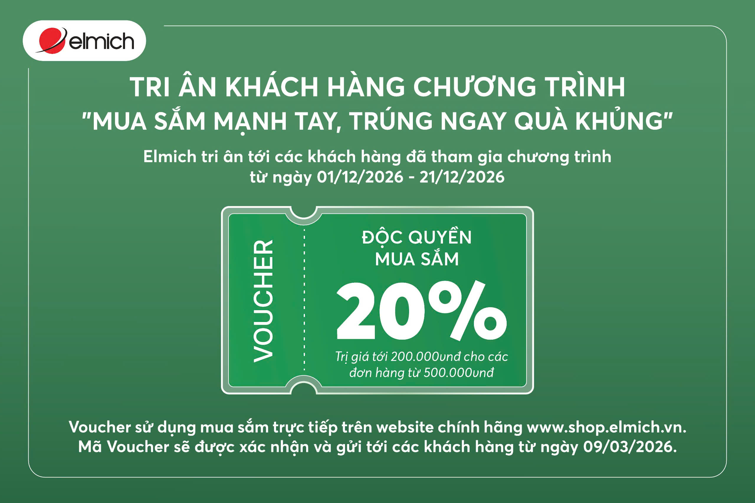 ELMICH TRI ÂN TỚI KHÁCH HÀNG ĐÃ THAM GIA CHƯƠNG TRÌNH “MUA SẮM MẠNH TAY, TRÚNG NGAY QUÀ KHỦNG”