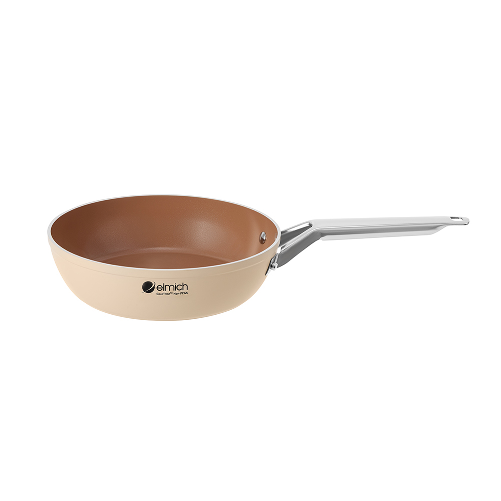 Bộ nồi Ceramic Elmich Plus Mocha Size 16, 20, 24, chảo 24cm